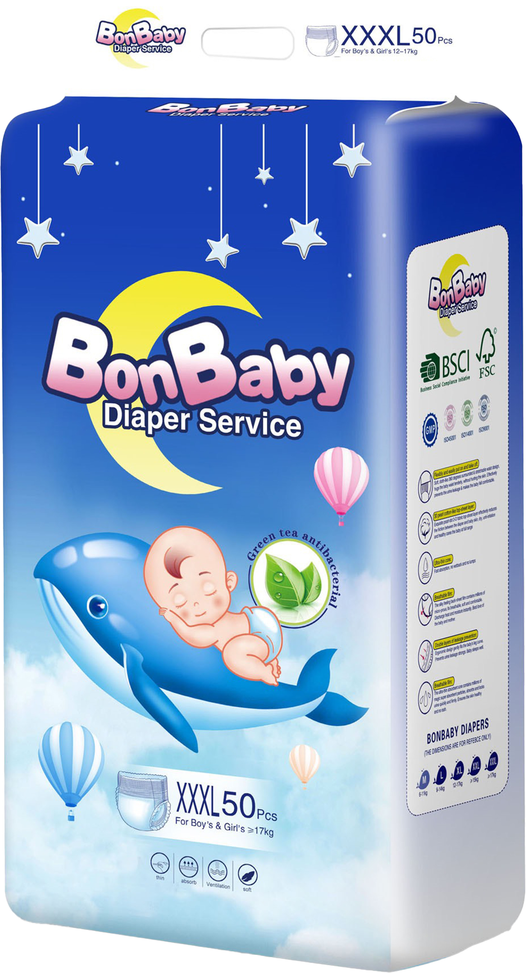 BonBaby cá heo - Bỉm quần size XXXL 50 Miếng