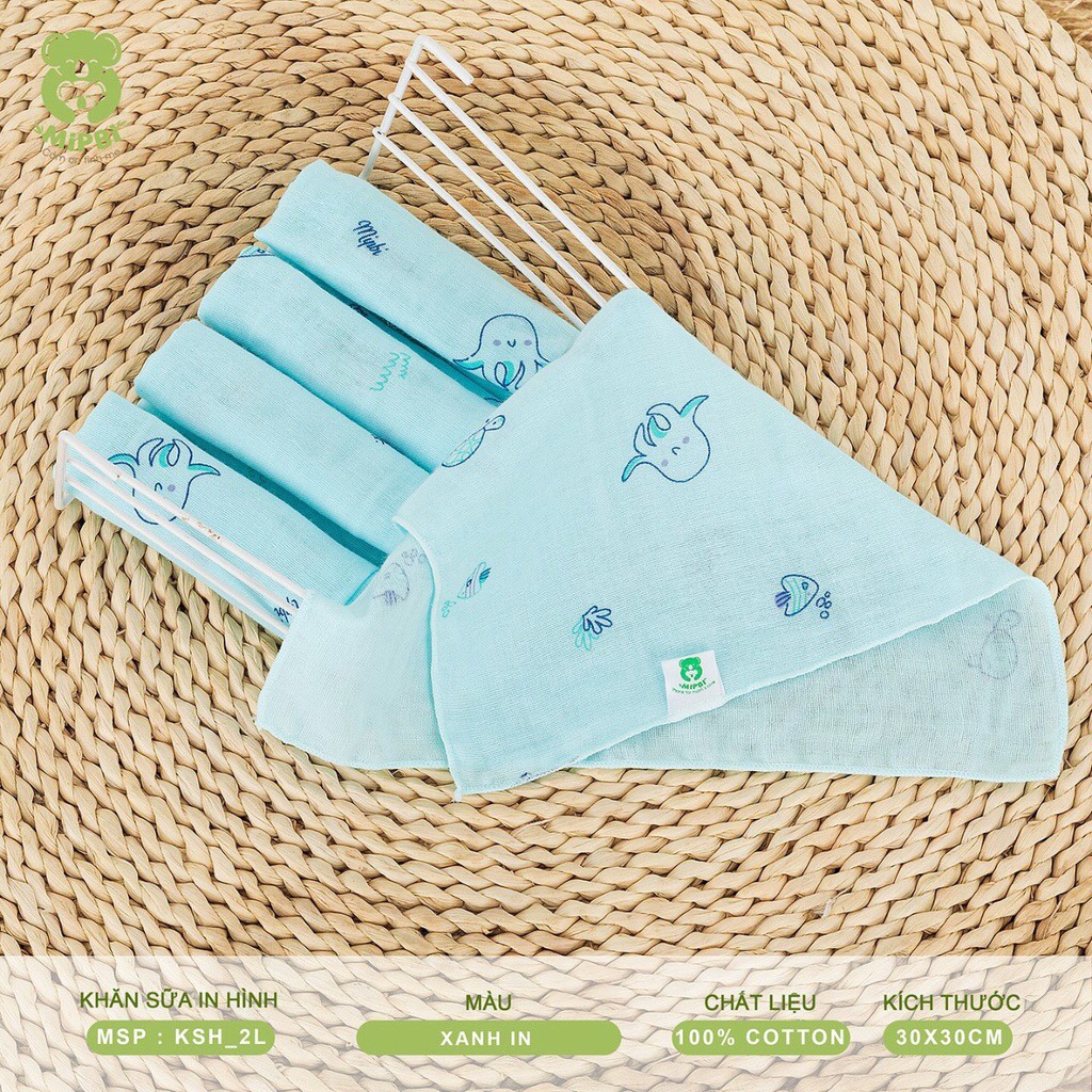 Set Khăn Sữa In Hình Mipbi 2 Lớp