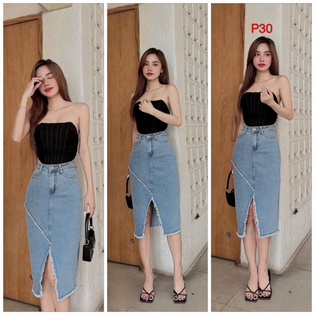 Chân váy jean dáng ôm kèm túi nhỏ cho bé gái CBT9889D | Bé Cưng Shop