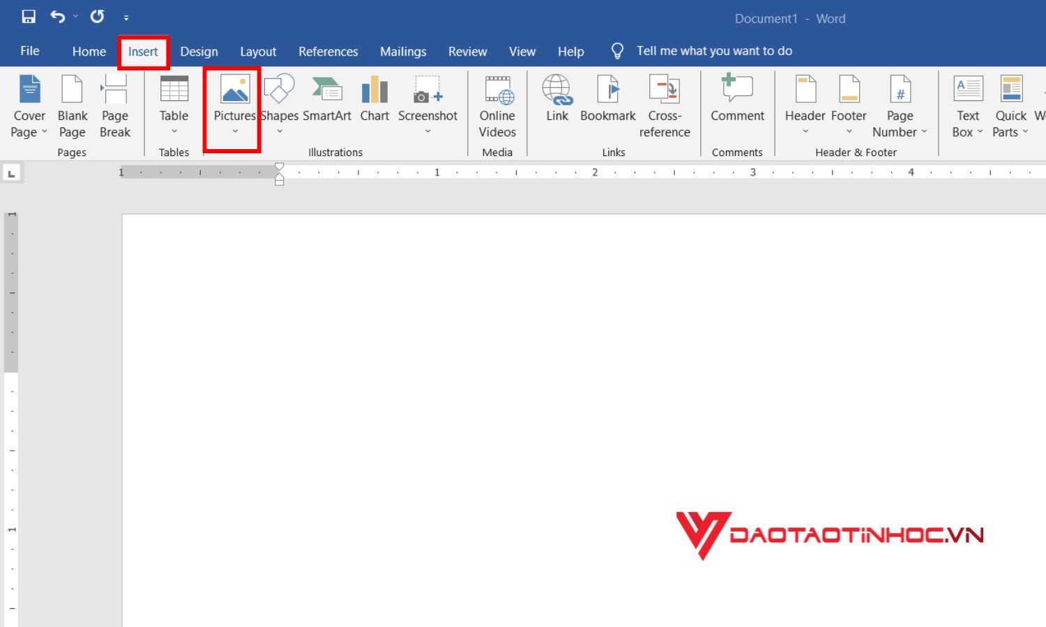 Cách chèn chữ vào ảnh trong word bước 1