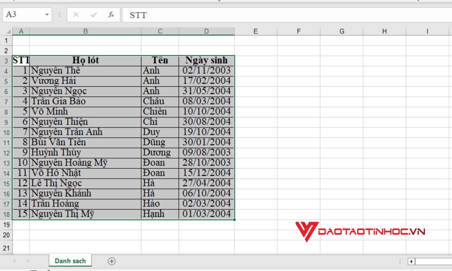 Cách copy Excel giữ nguyên định dạng - Bước 1