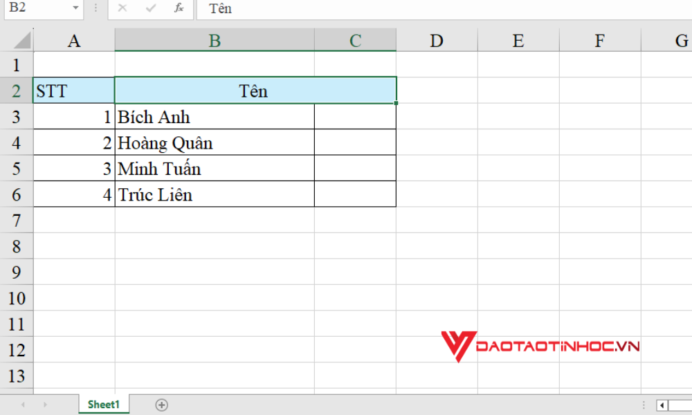 Cách tách ô trong Excel đã gộp trước đó - Bước 1