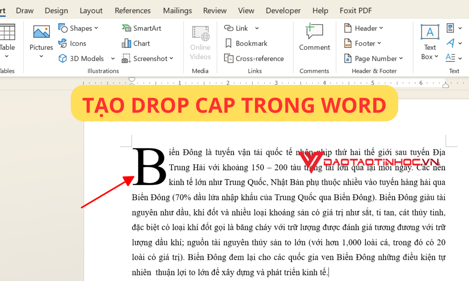Drop Cap là gì? Cách tạo Chữ Drop Cap trong Word