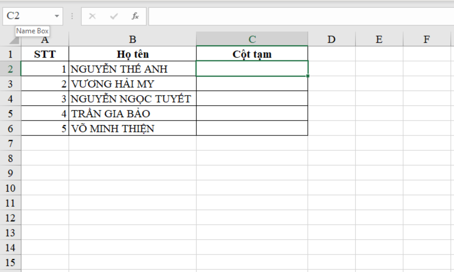 Phím tắt chuyển chữ hoa thành chữ thường trong Excel - Bước 1