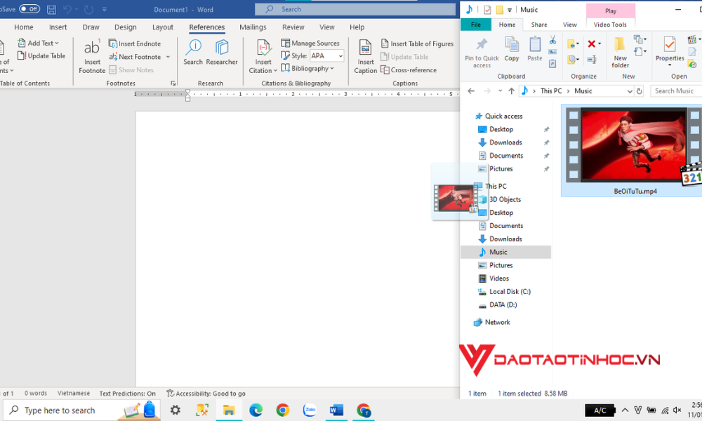 Chèn video vào Word - Bước 2