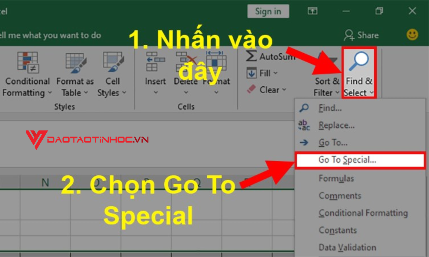 Cách xóa ô trống trong Excel - Bước 2