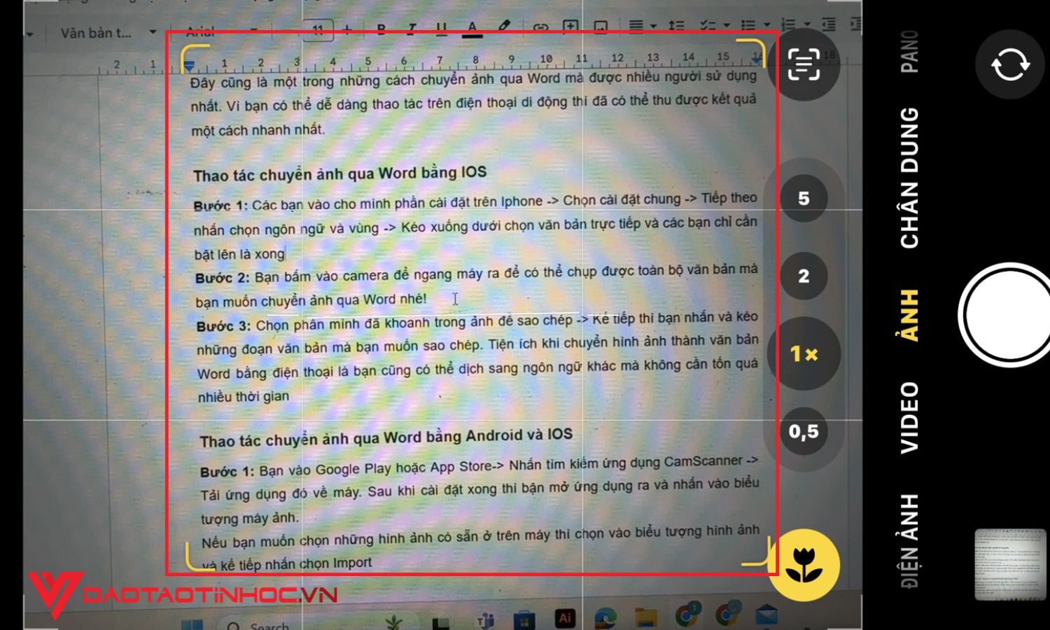 Chuyển hình ảnh thành văn bản Word bằng IOS - bước 2