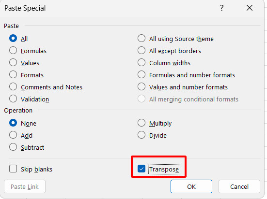 Sử dụng công cụ Transpose để chuyển hàng thành cột trong Excel