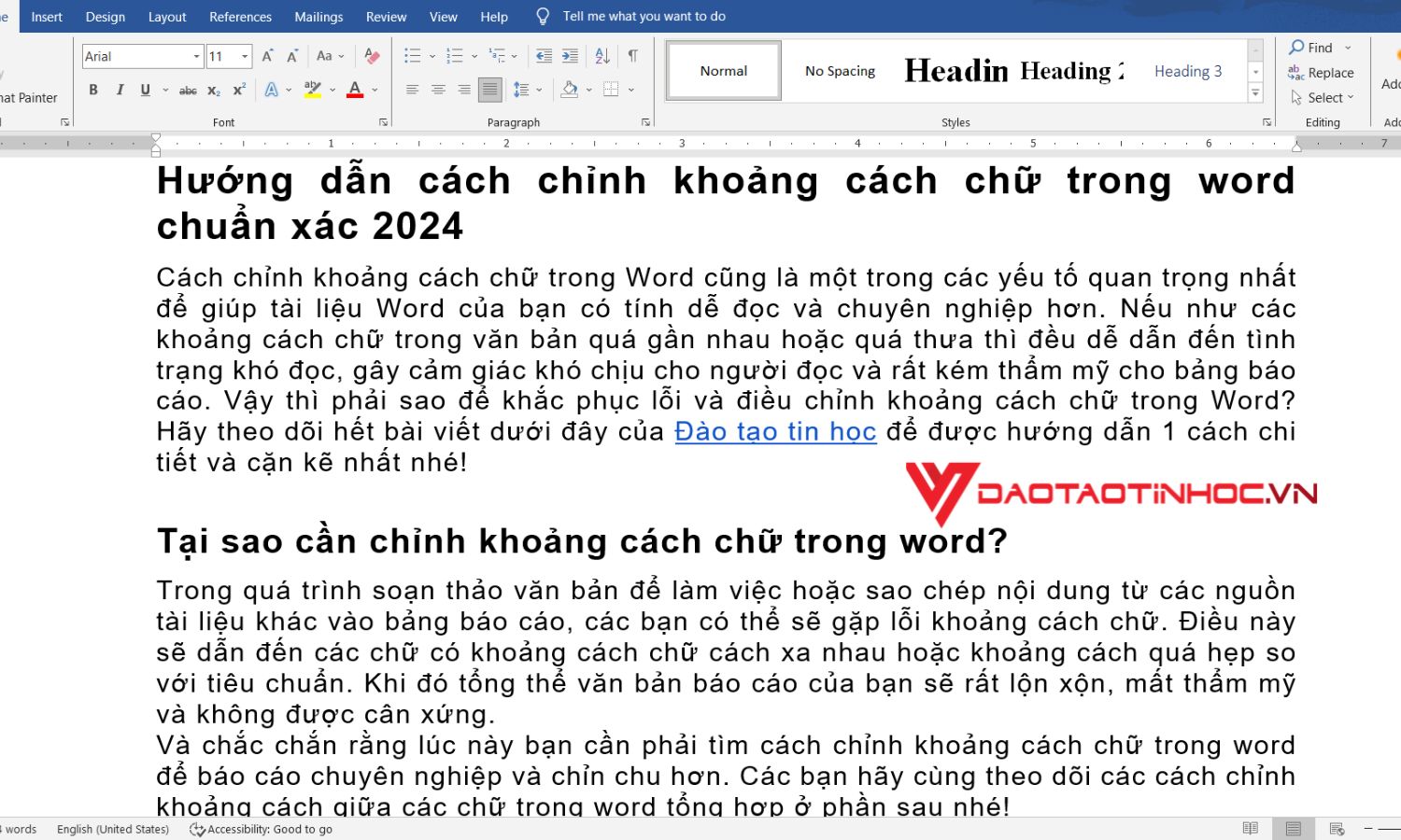 Chỉnh khoảng cách giữa các chữ trong Word - Bước 3
