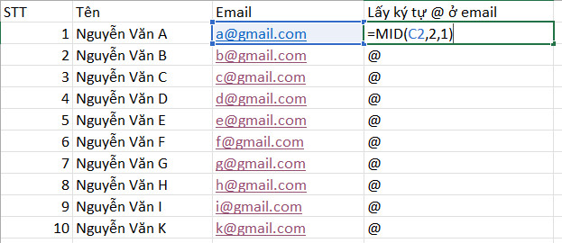  Hàm MID - Hàm tách chuỗi trong Excel
