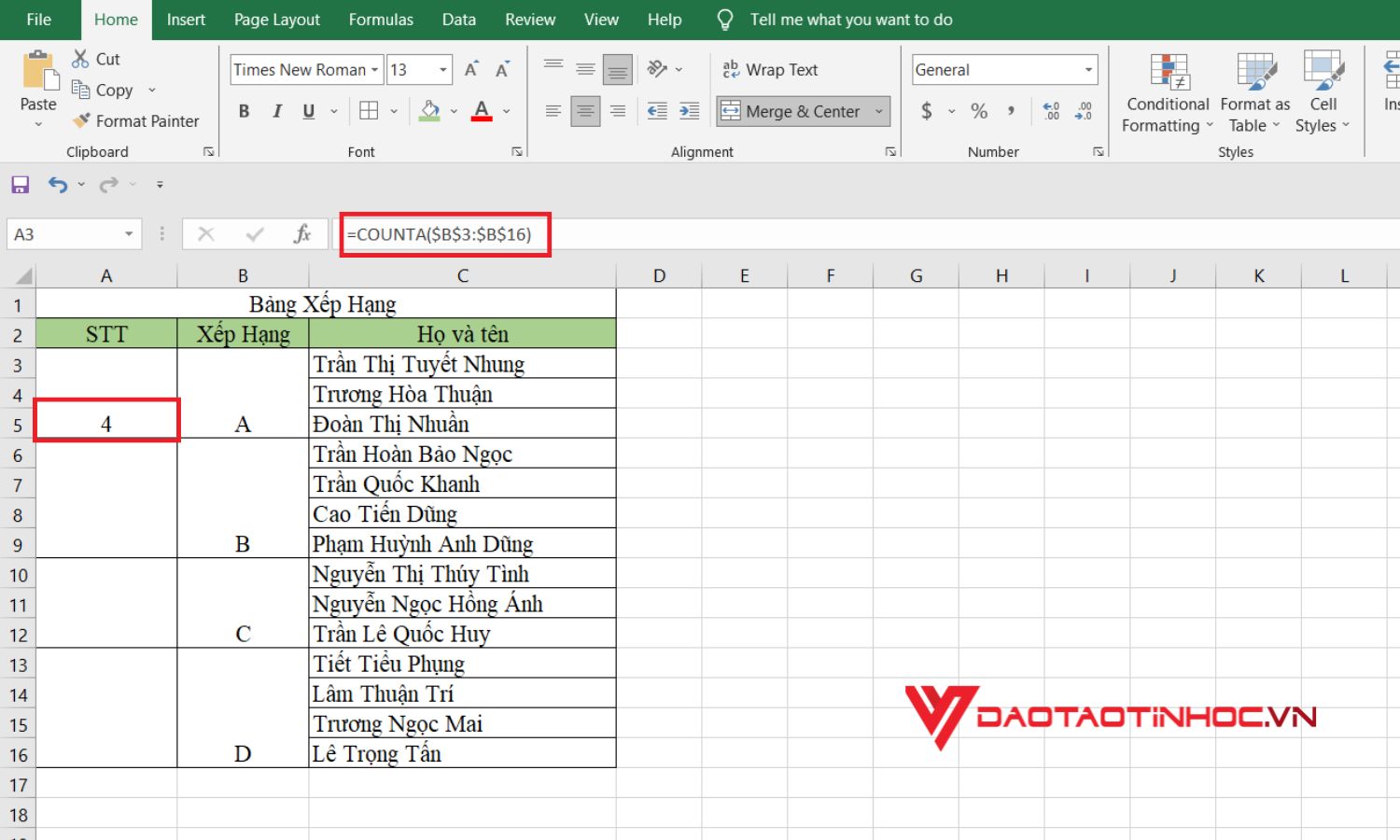 Hạn chế 3 cách đánh số thứ tự khi gộp ô trong Excel 
