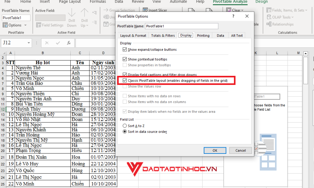 Cách sử dụng Pivot Table - Bước 4