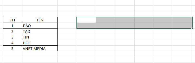 Chọn dữ liệu cần chuyển cột thành hàng trong Excel