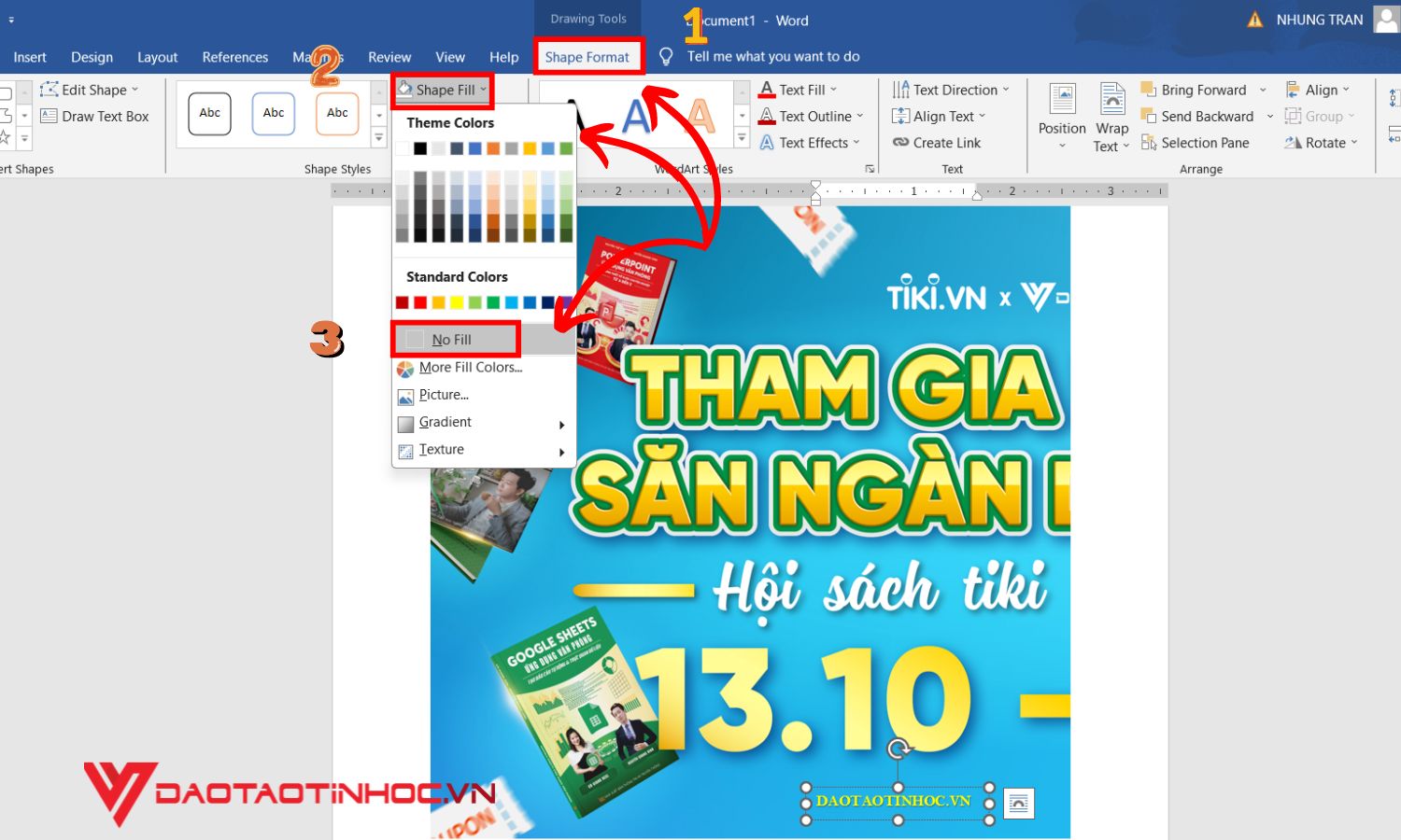 Cách chèn chữ vào ảnh trong word bước 5