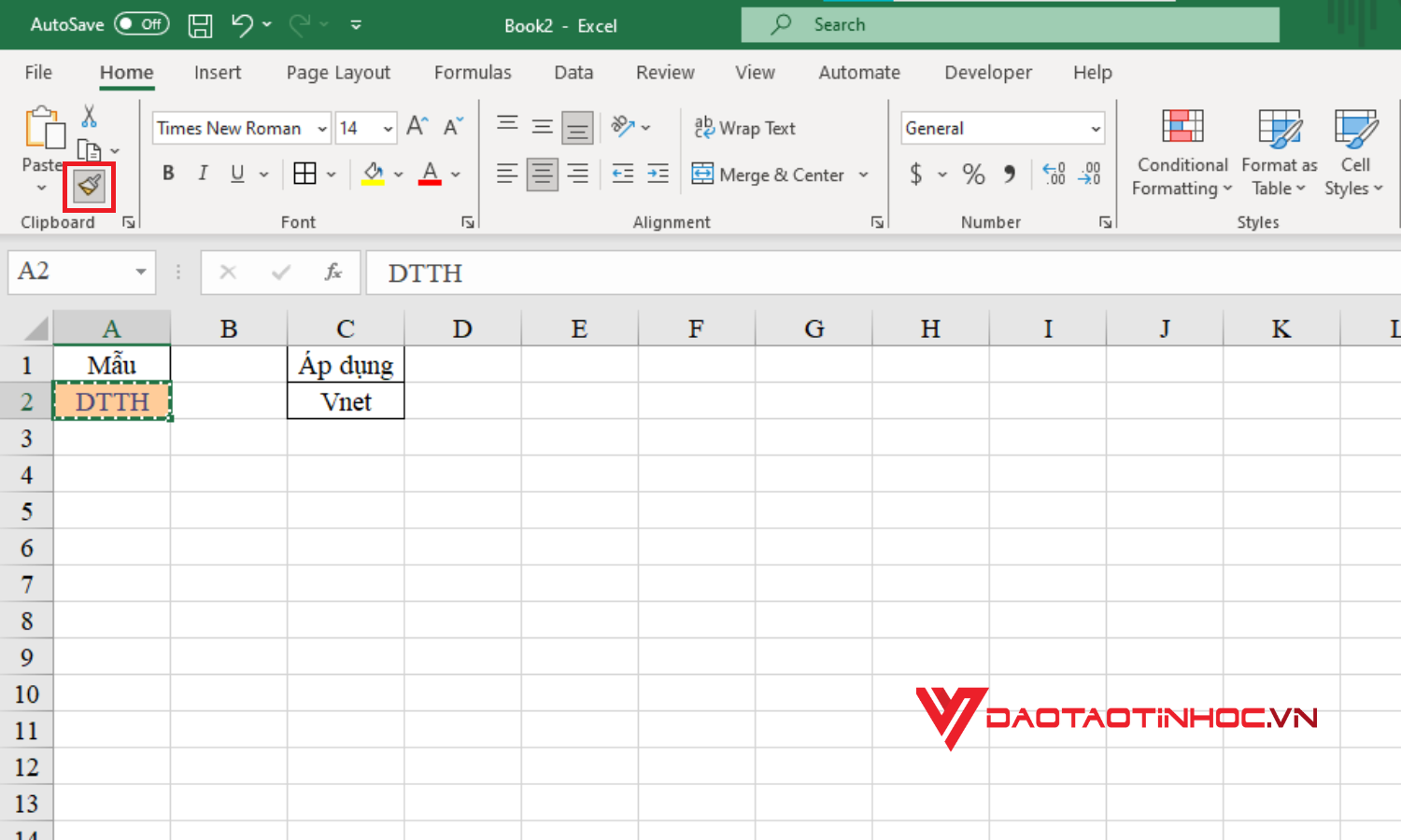 Cách copy Excel giữ nguyên định dạng bằng Format Painter - Bước 2