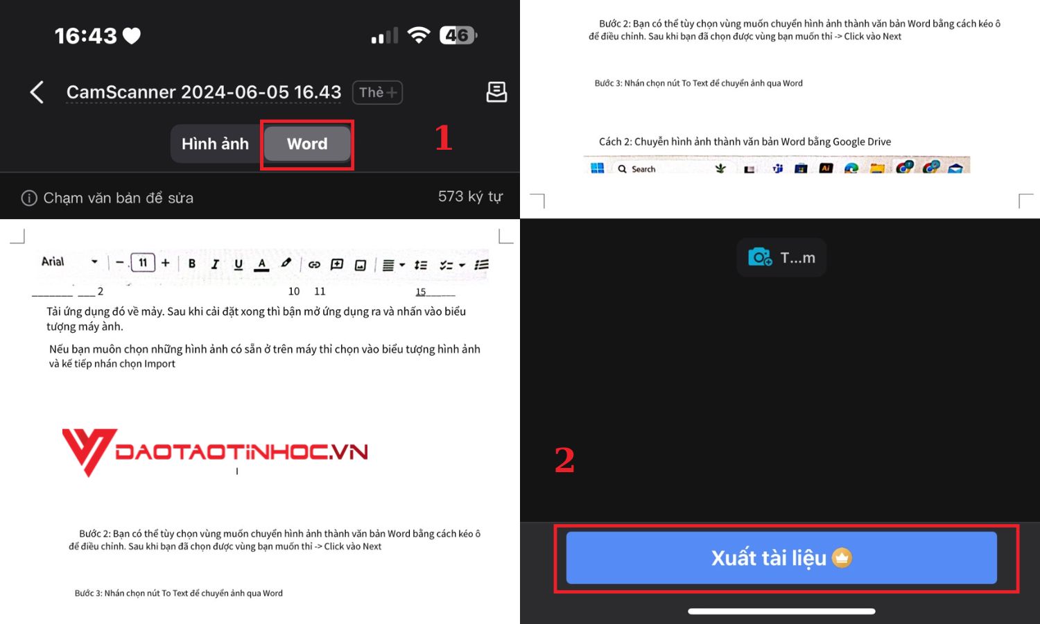 Chuyển hình ảnh thành văn bản Word bằng Android và IOS - bước 3