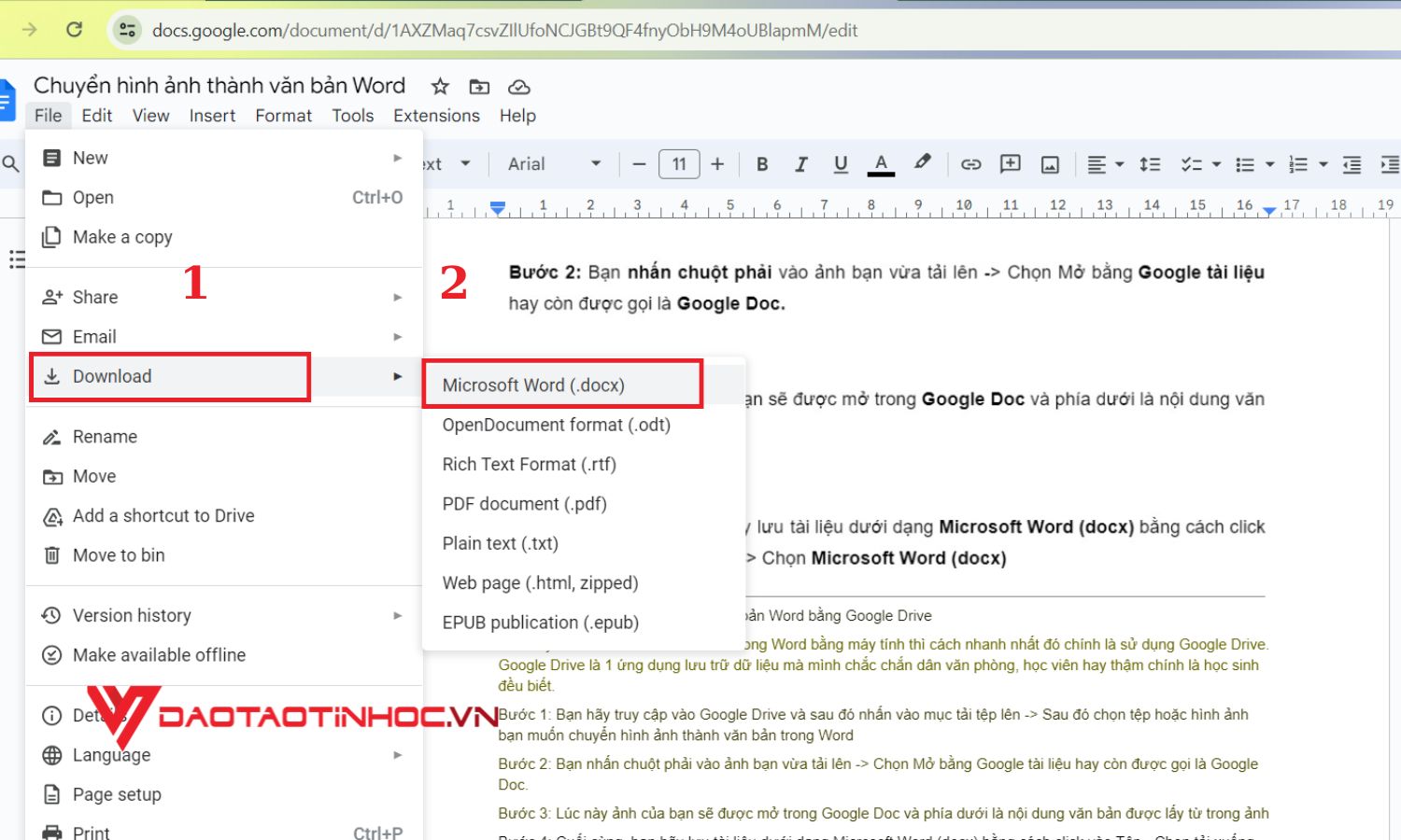 Chuyển hình ảnh thành văn bản Word bằng Google Drive - bước 4