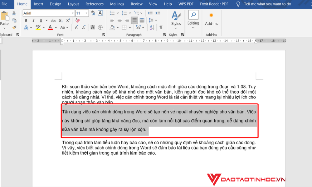 Cách căn chỉnh dòng trong Word bước 4
