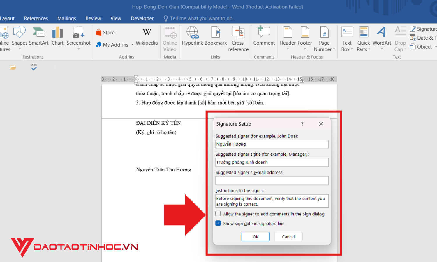Cách Chèn Chữ Ký Trong Word Bằng Digital Signature - Bước 2