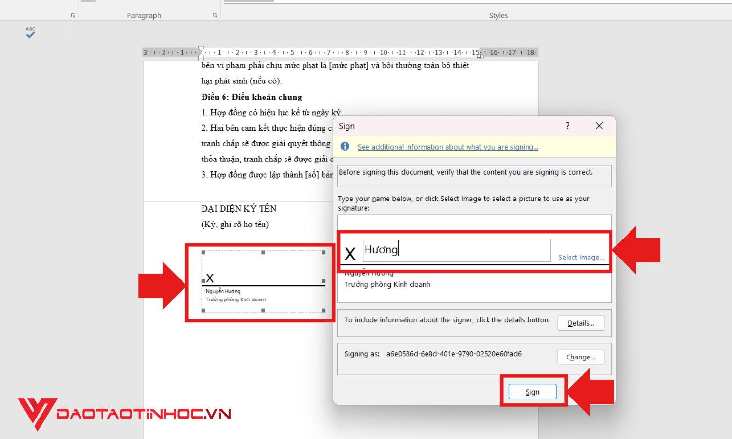 Cách Chèn Chữ Ký Trong Word Bằng Digital Signature - Bước 3