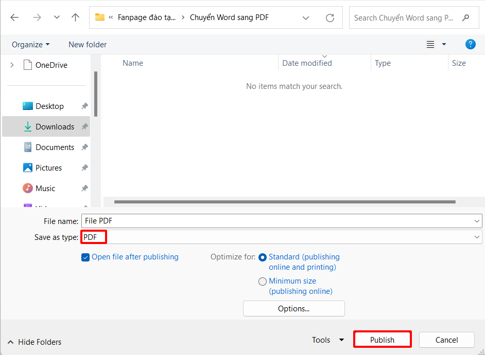 Cách chuyển Word sang PDF ngay trên Word bước 2
