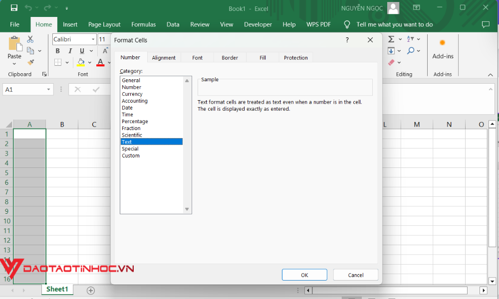 Cách điền số 0 vào số điện thoại trong Excel bước 2