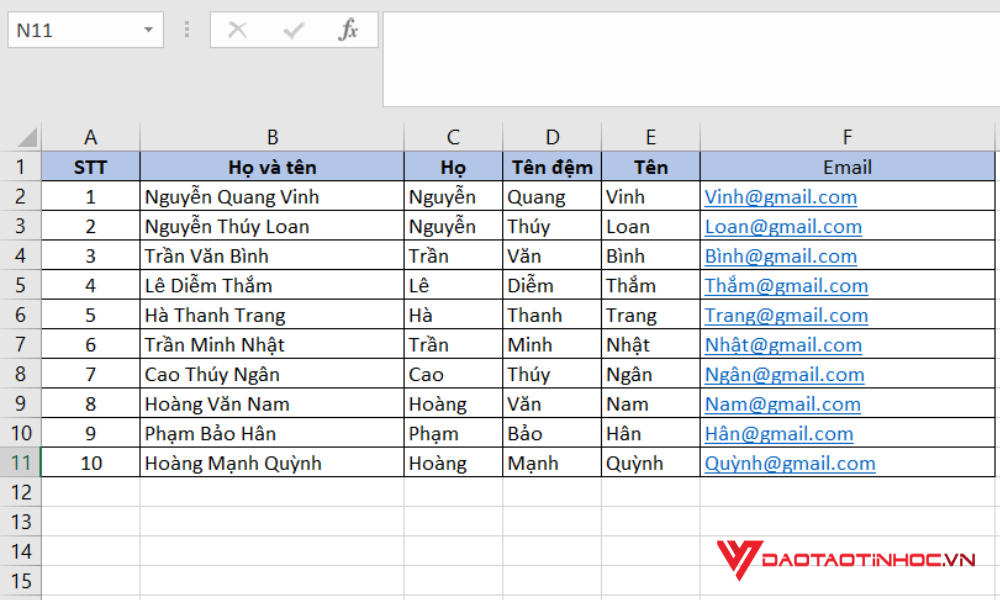 Cách dùng hàm INDEX trong Excel 1
