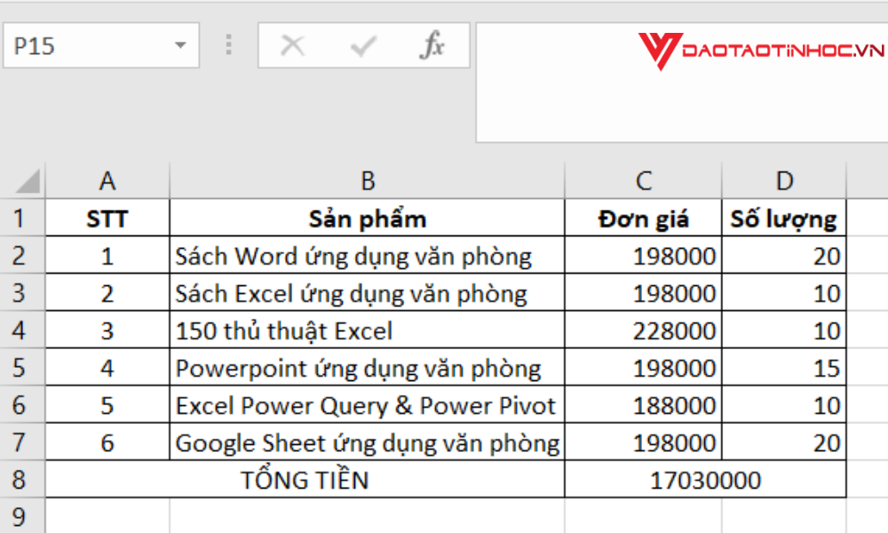 Cách dùng hàm SUMPRODUCT trong Excel bước 3