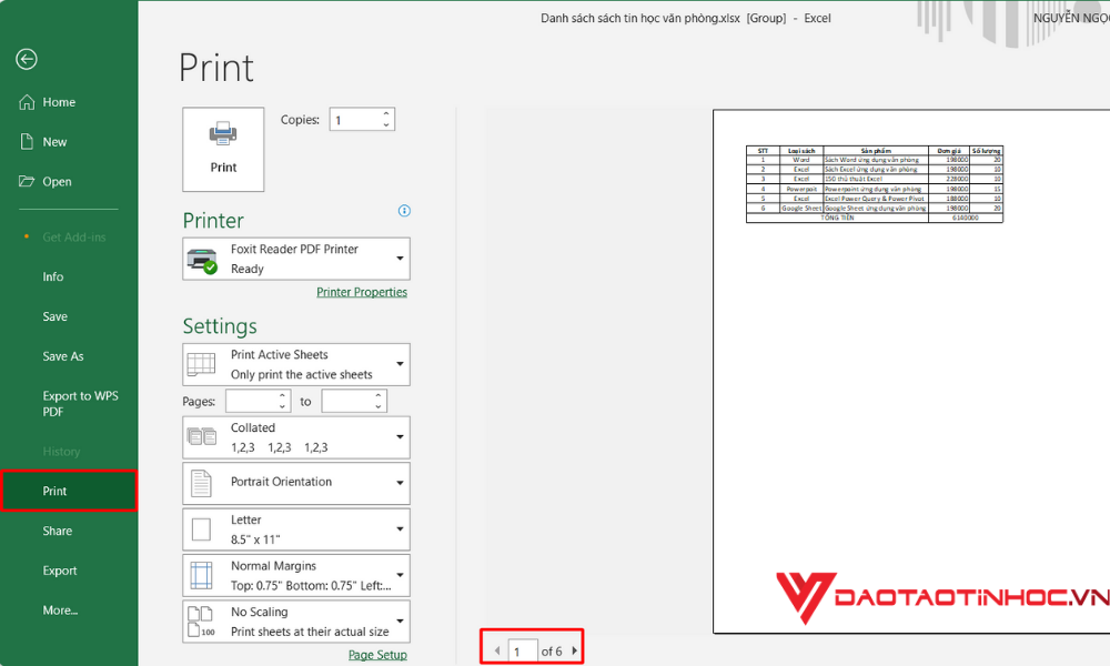 Cách in toàn bộ Sheet trong Excel 2