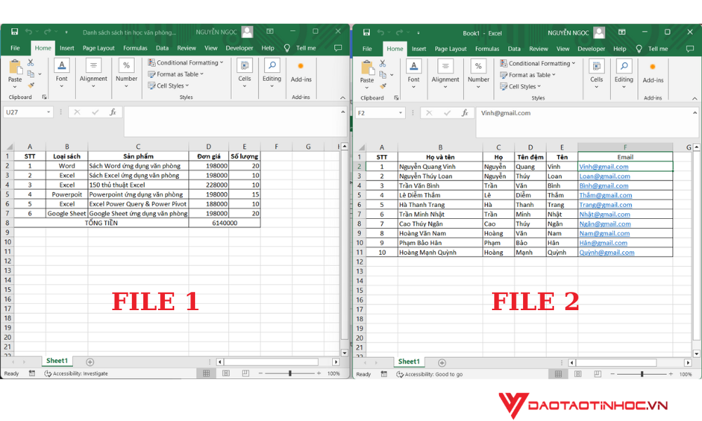 Cách mở 2 file Excel cùng lúc trên màn hình bước 2