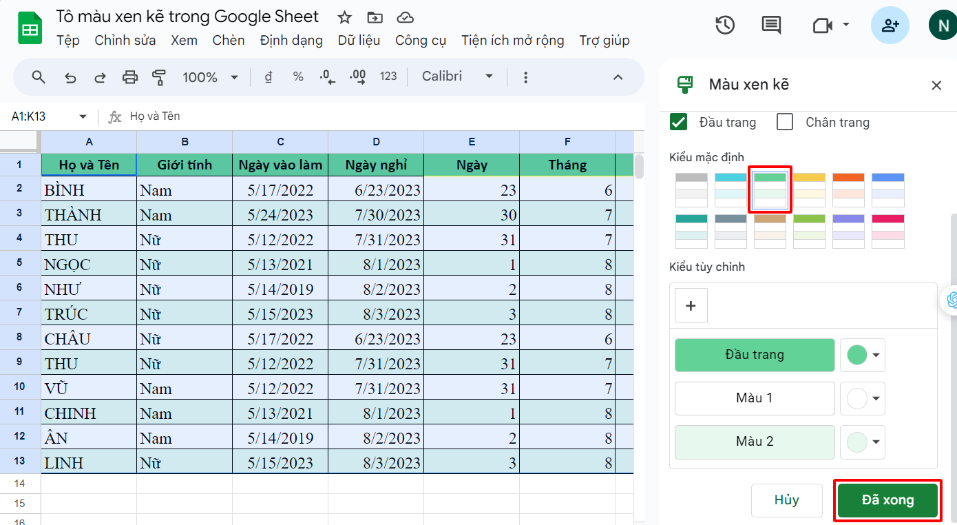 Cách tô màu xen kẽ các dòng, các cột trong Excel cực kỳ đơn giản - Cộng  đồng Nhật Ký Thủ Thuật