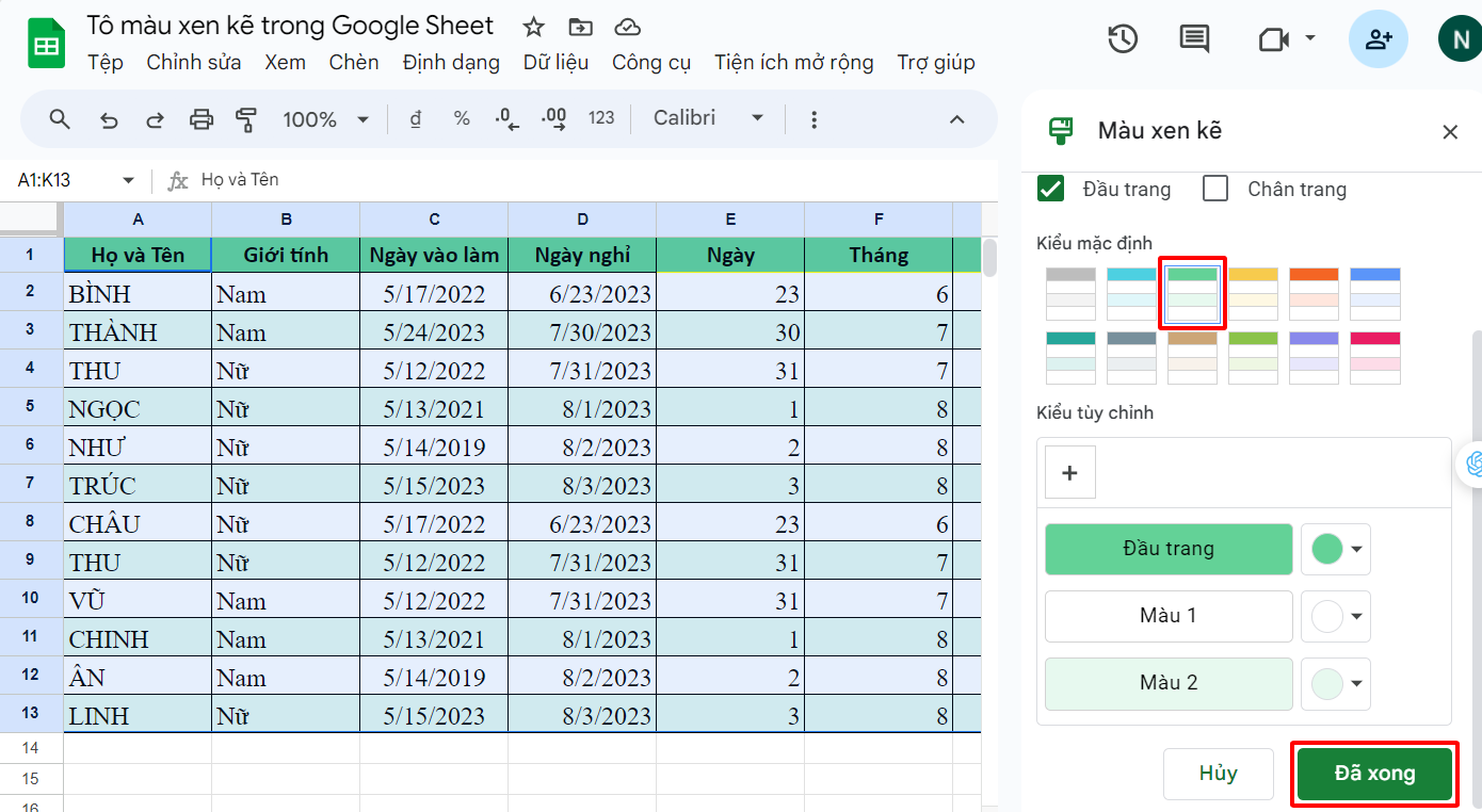 Video] Cách tô màu xen kẽ trong Google Sheets có ví dụ chi tiết -  Thegioididong.com