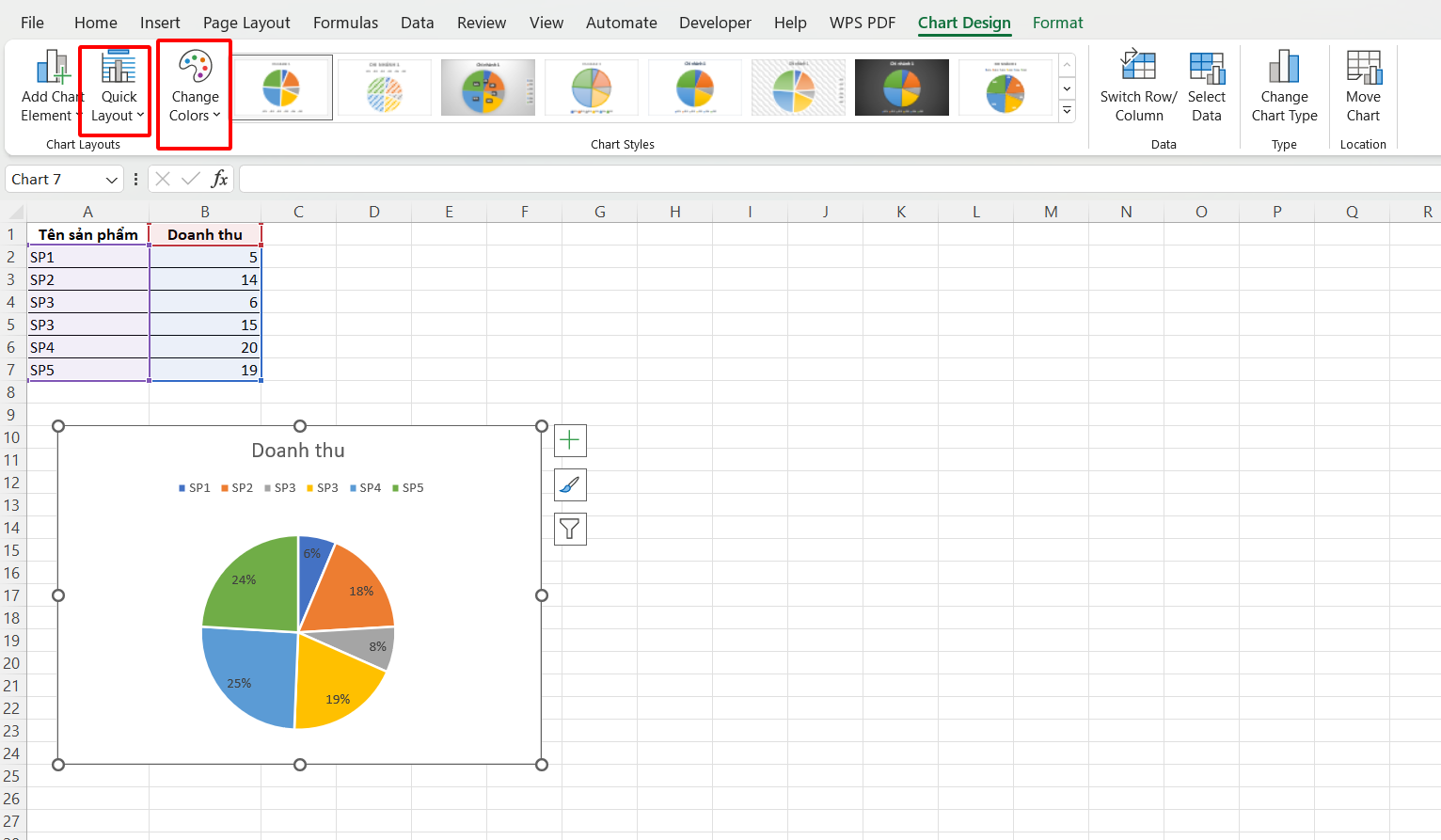 Cách vẽ biểu đồ tròn trong Excel 2