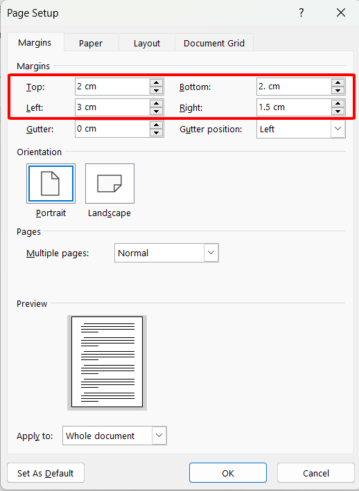 Cách căn lề trong Word bước 2