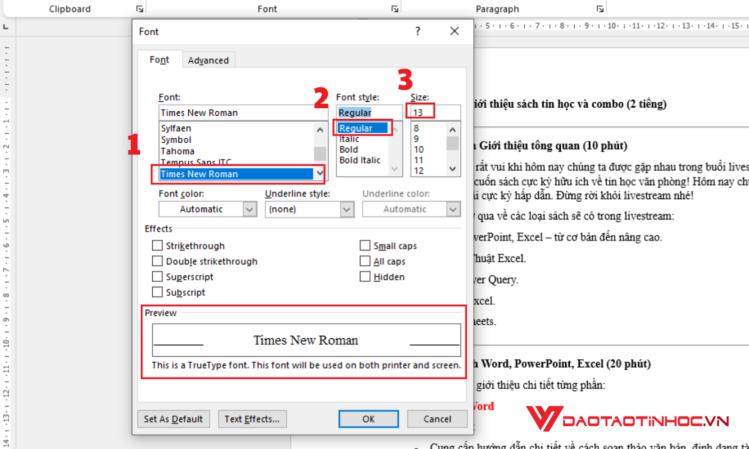 Chỉnh font chữ mặc định trong Word