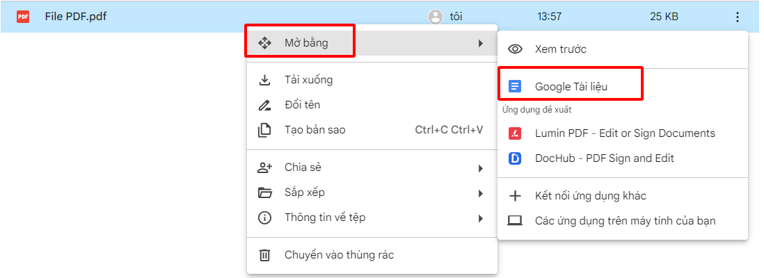 Chuyển PDF sang Word bằng Google Docs bước 3