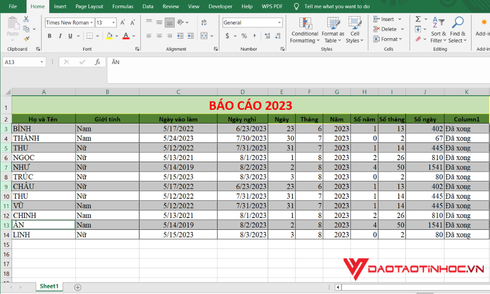 Copy nhiều dòng trong Excel với các dòng không liền kề bước 1
