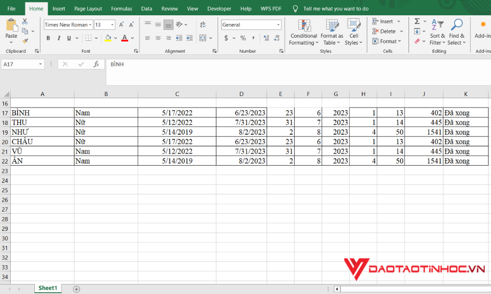 Copy nhiều dòng trong Excel với các dòng không liền kề bước 3