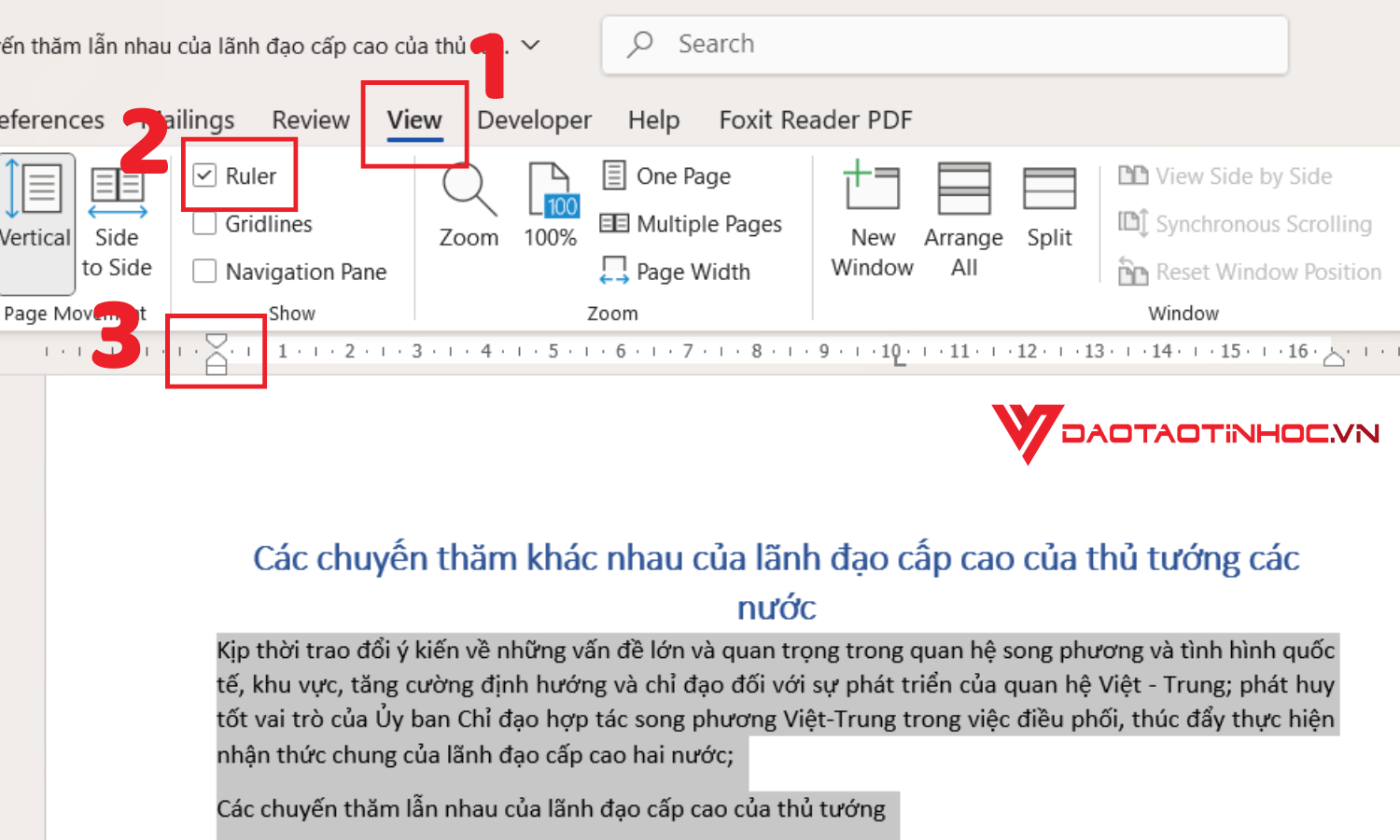 Dùng Ruler để điều chỉnh