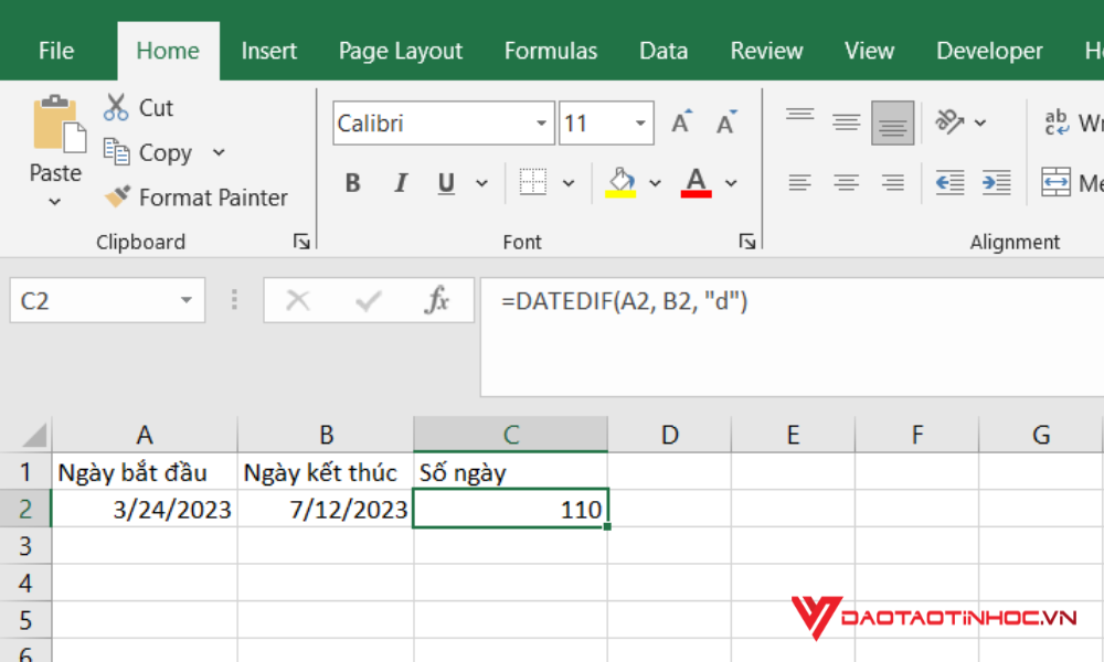 Hàm DATEDIF - hàm kiểm đếm ngày vô Excel
