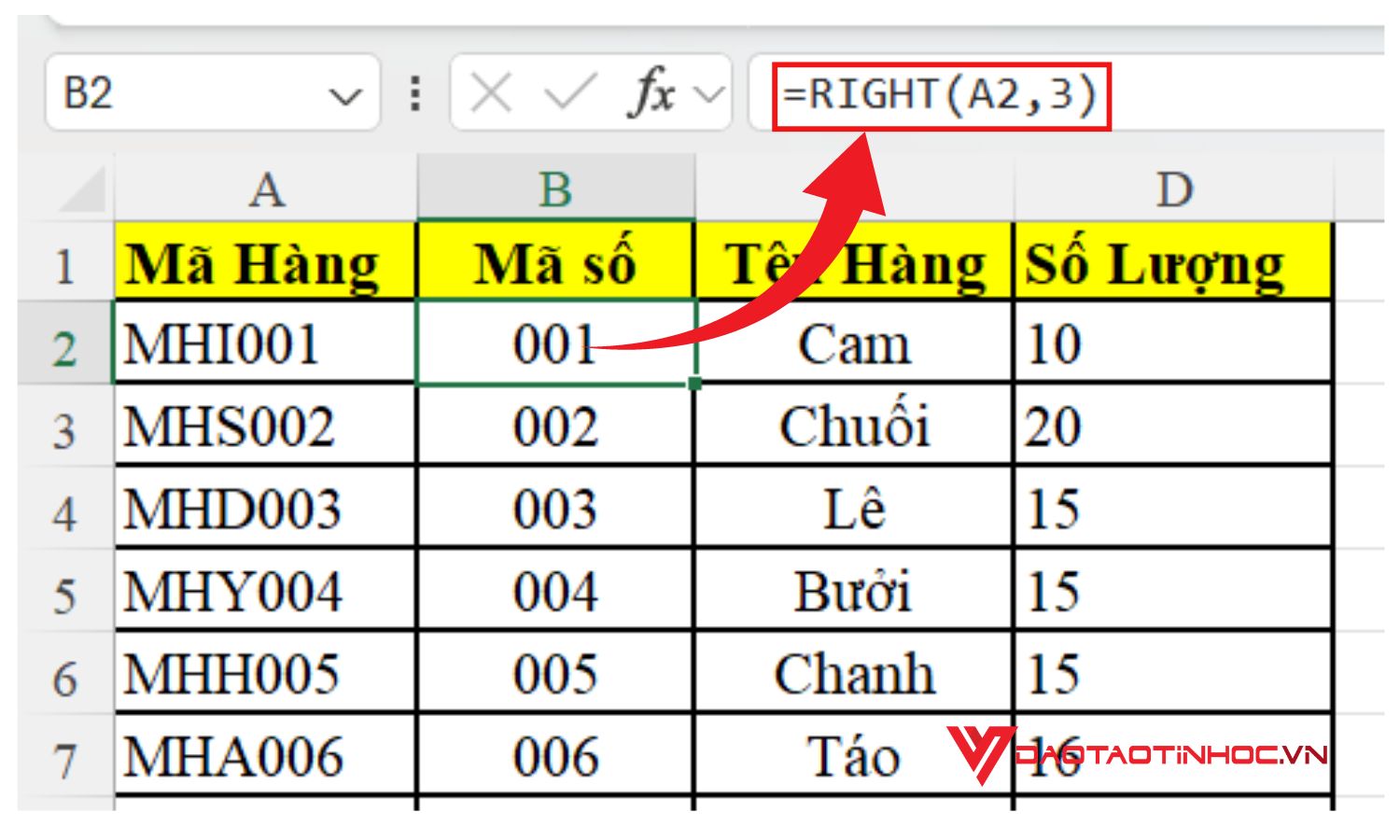 Hàm RIGHT lấy ký tự có điều kiện