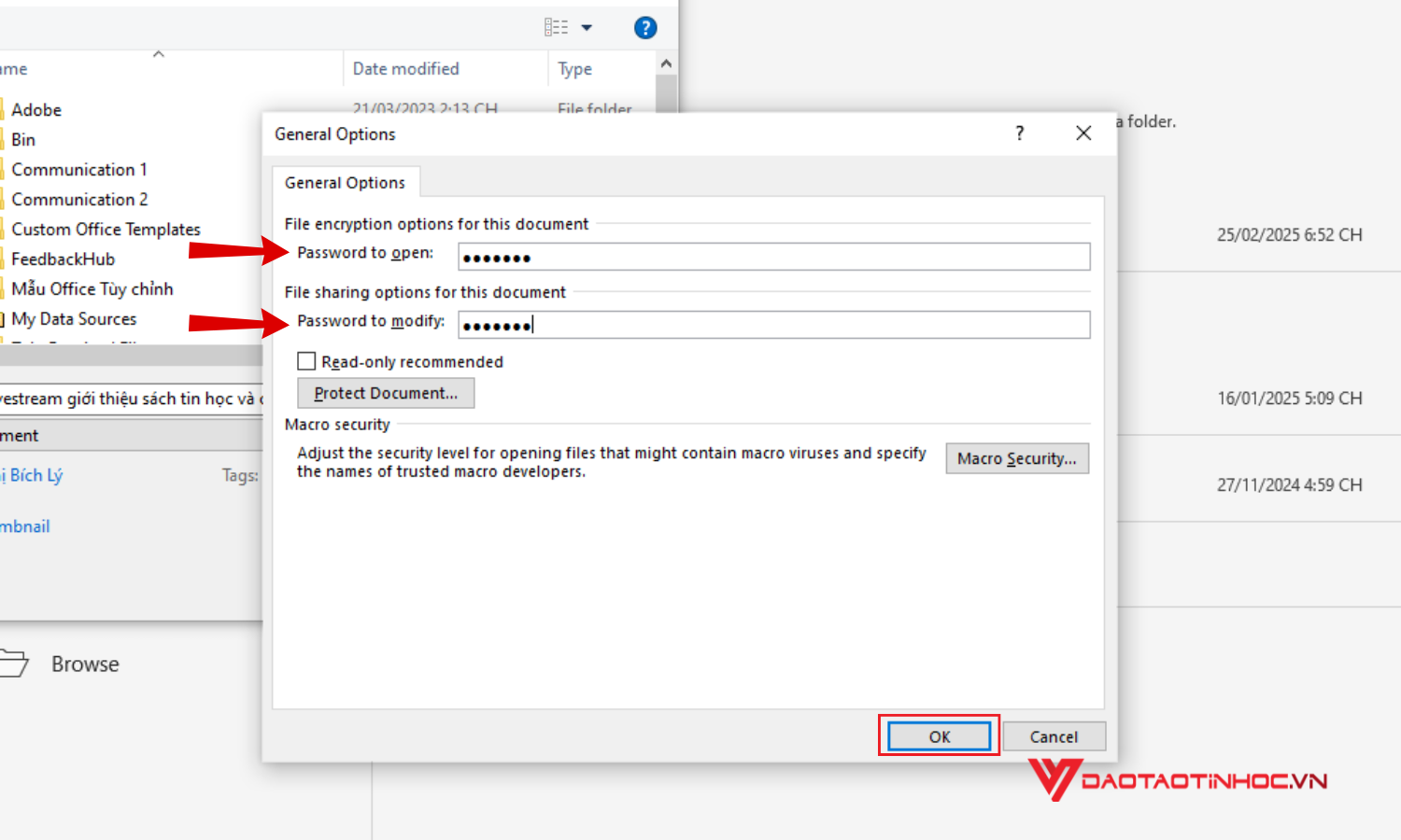 Khóa file Word không cho chỉnh sửa