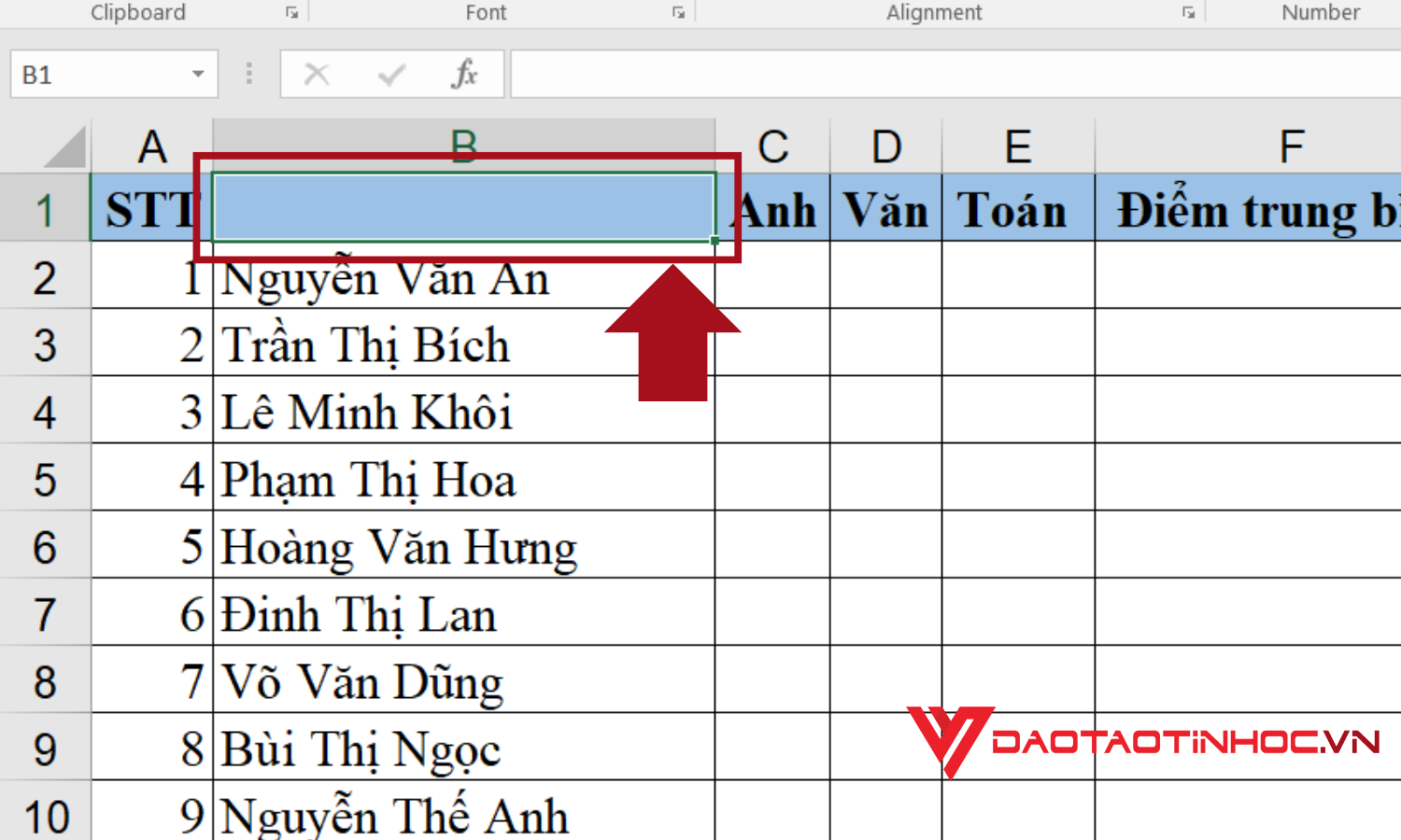 Ô cần gạch chéo trong Excel