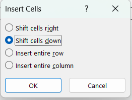Thêm ô trong Word bằng Insert Cells