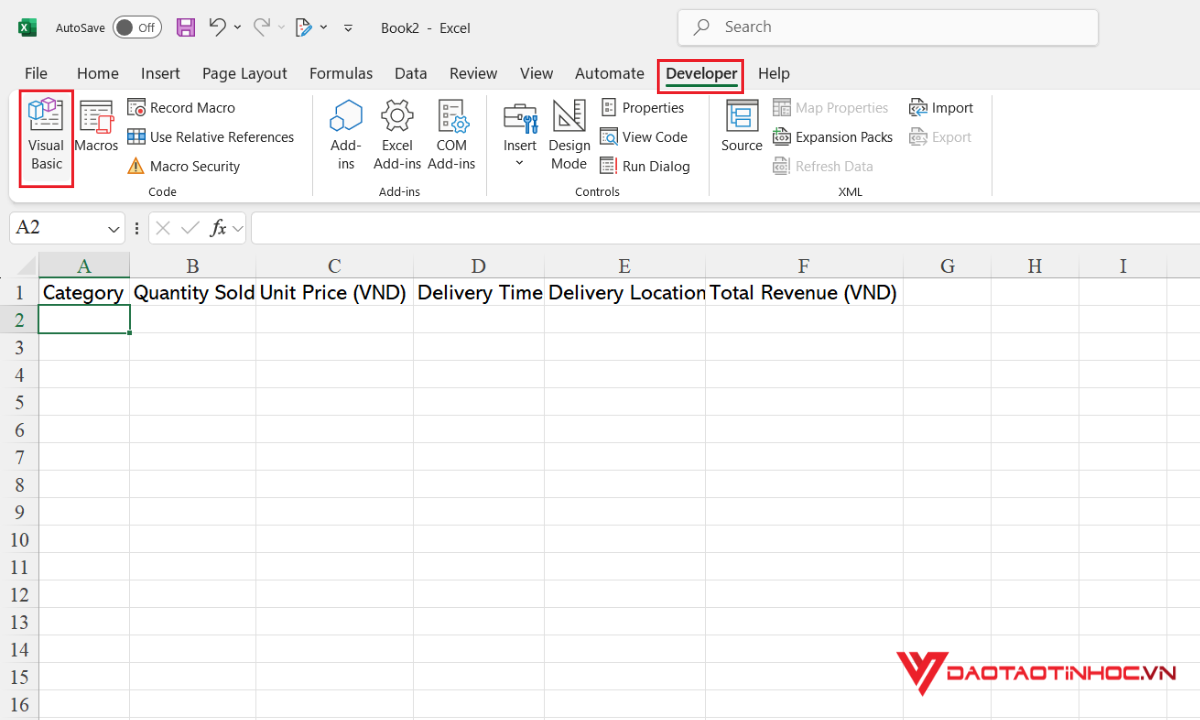 Sử dụng VBA để gộp file Excel - Bước 1