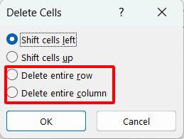 Xóa dòng trong Word với Delete Cells