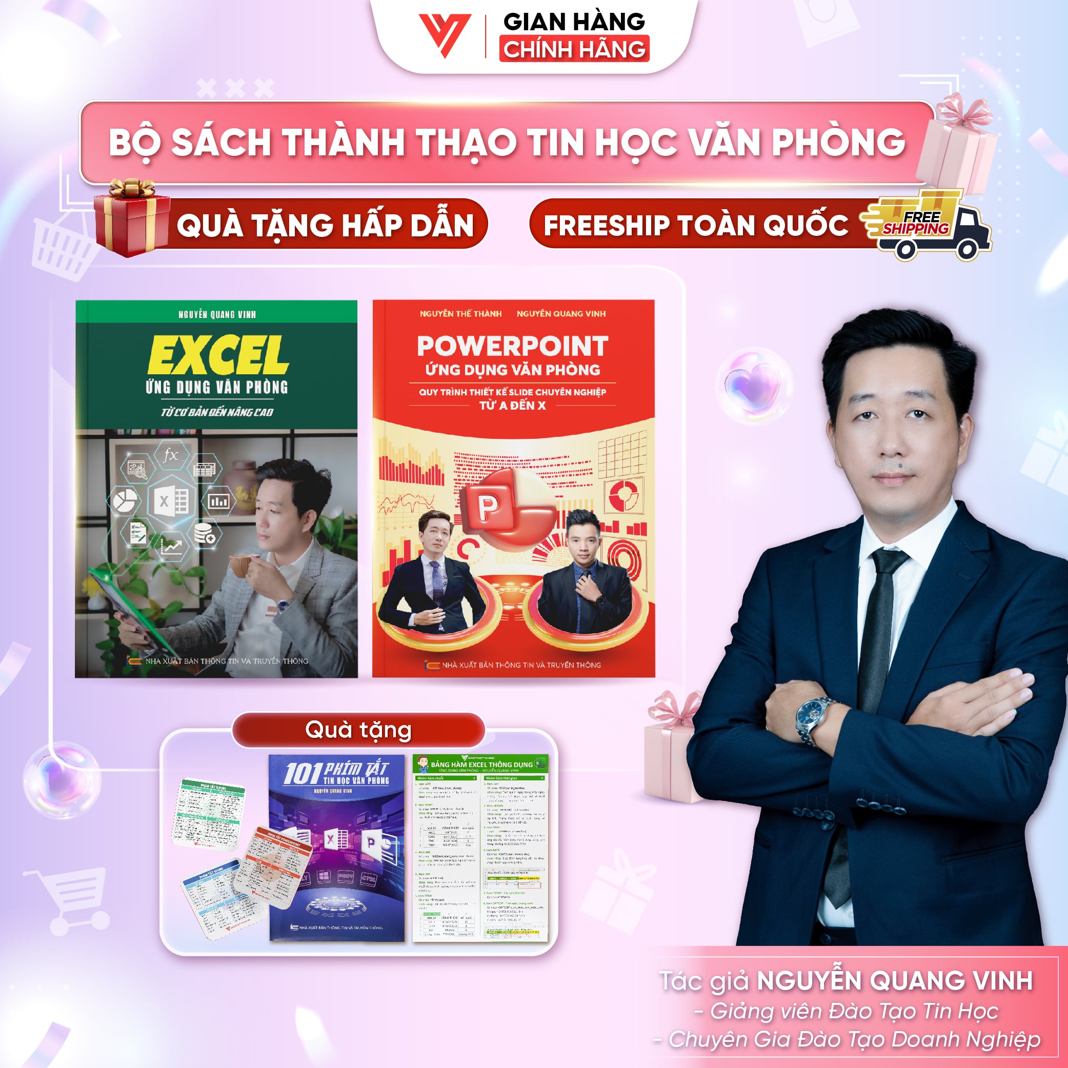 Bộ 2 Sách Excel - PowerPoint ứng dụng văn phòng