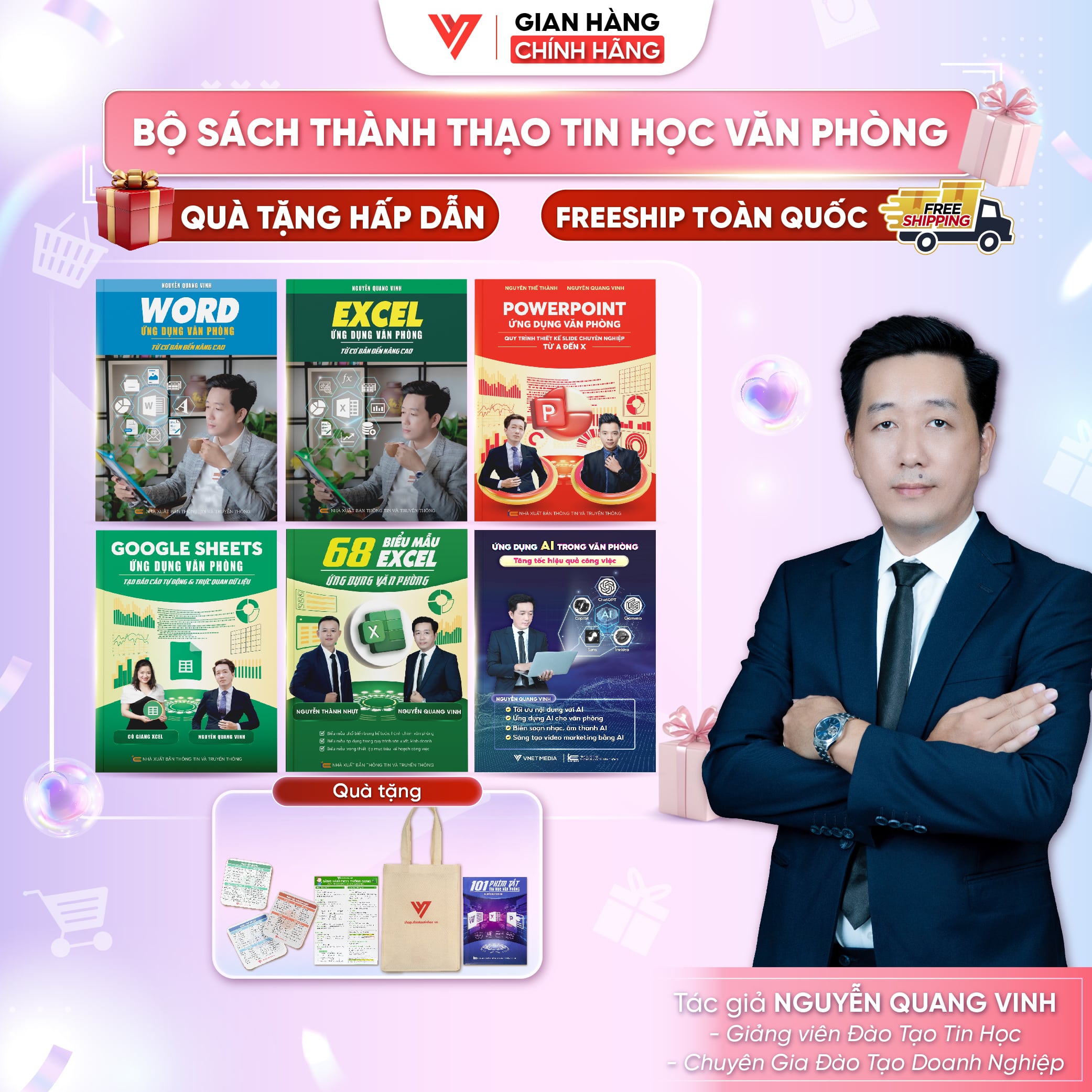 Bộ 6 Sách Word -Excel -PowerPoint -Google Sheets -68 Biểu mẫu Excel và Ứng dụng AI trong văn phòng