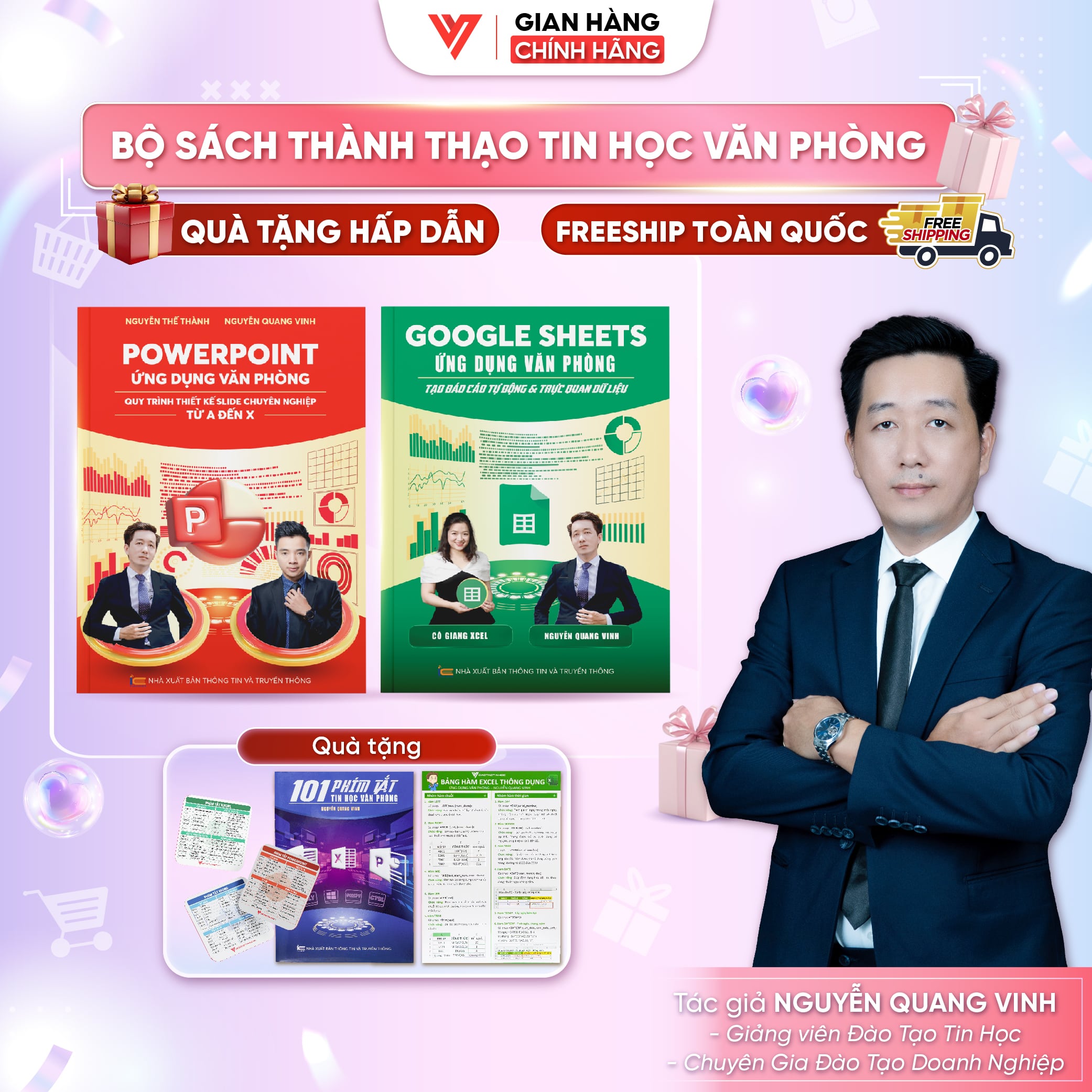 Bộ 2 Sách PowerPoint và Google Sheets ứng dụng văn phòng