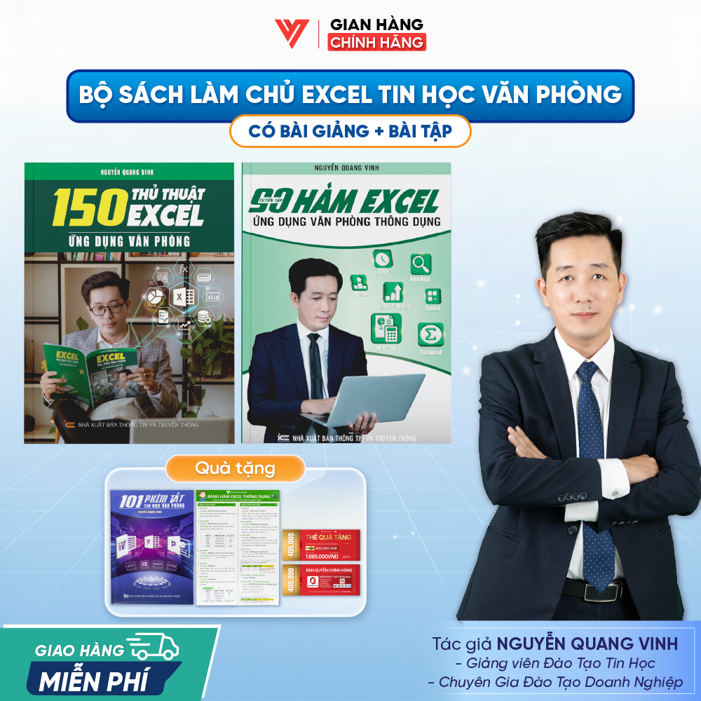 Bộ 2 Sách Tin Học 90 Hàm Excel Và 150 Thủ Thuật Excel Ứng Dụng Văn Phòng
